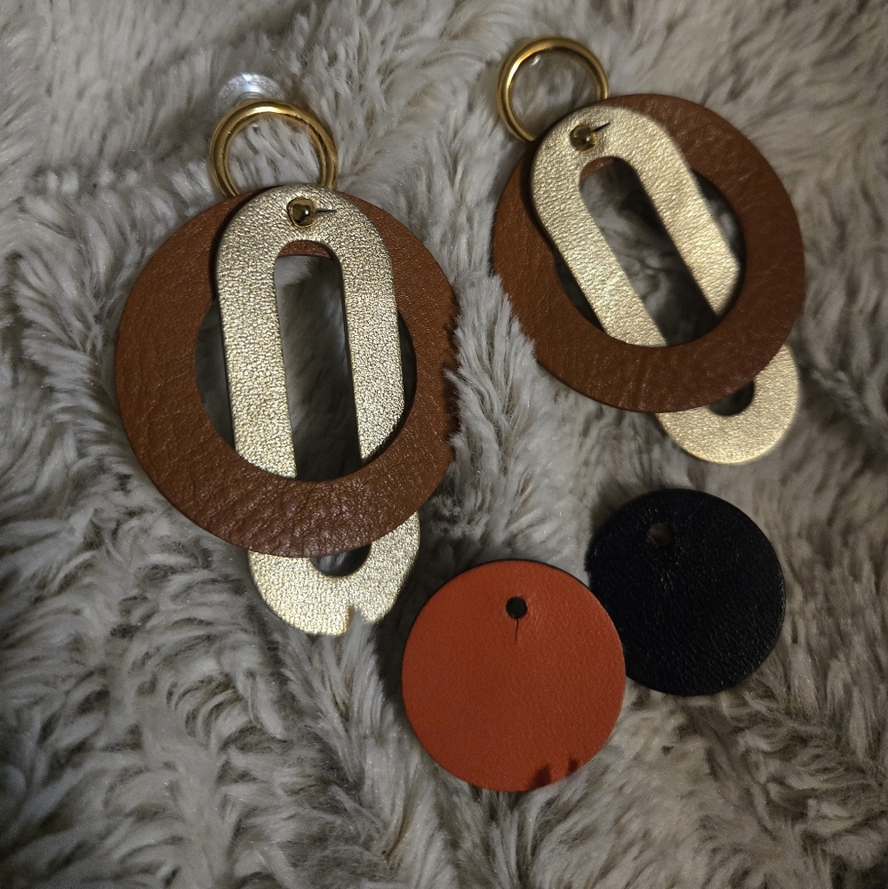 Leather Statement Interchangeable Earrings - image 4